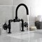Kingston Brass Indstrl Style Wheel Handle Bridge Bathroom Faucet W/Pop-Up Drain, Blk KS2170RX - alternate 5